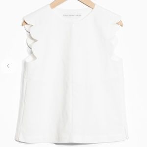 & Other Stories White Scalloped Blouse